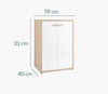 Dimensions of the Maja Set+ 2-Door Cupboard in Natural Oak and White Glass
