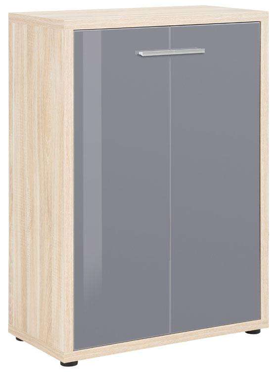 Maja Set+ 2-Door Cupboard in Natural Oak and Grey Glass