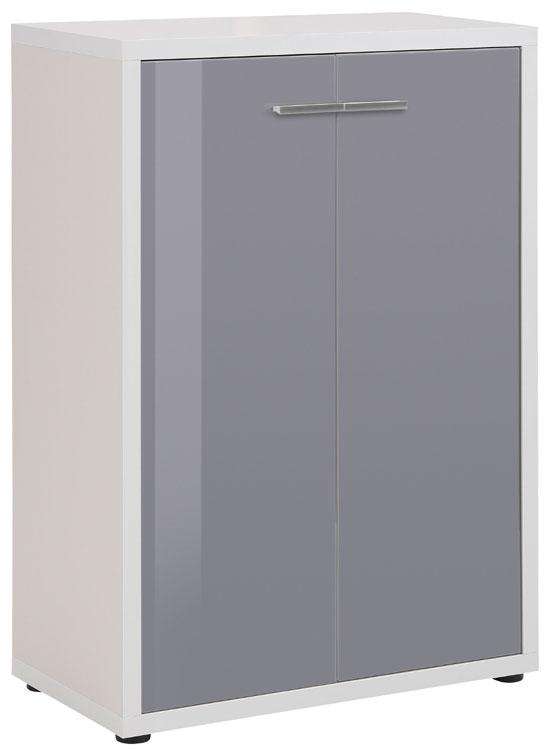 Maja Set+ 2-Door Cupboard in Platinum Grey and Grey Glass