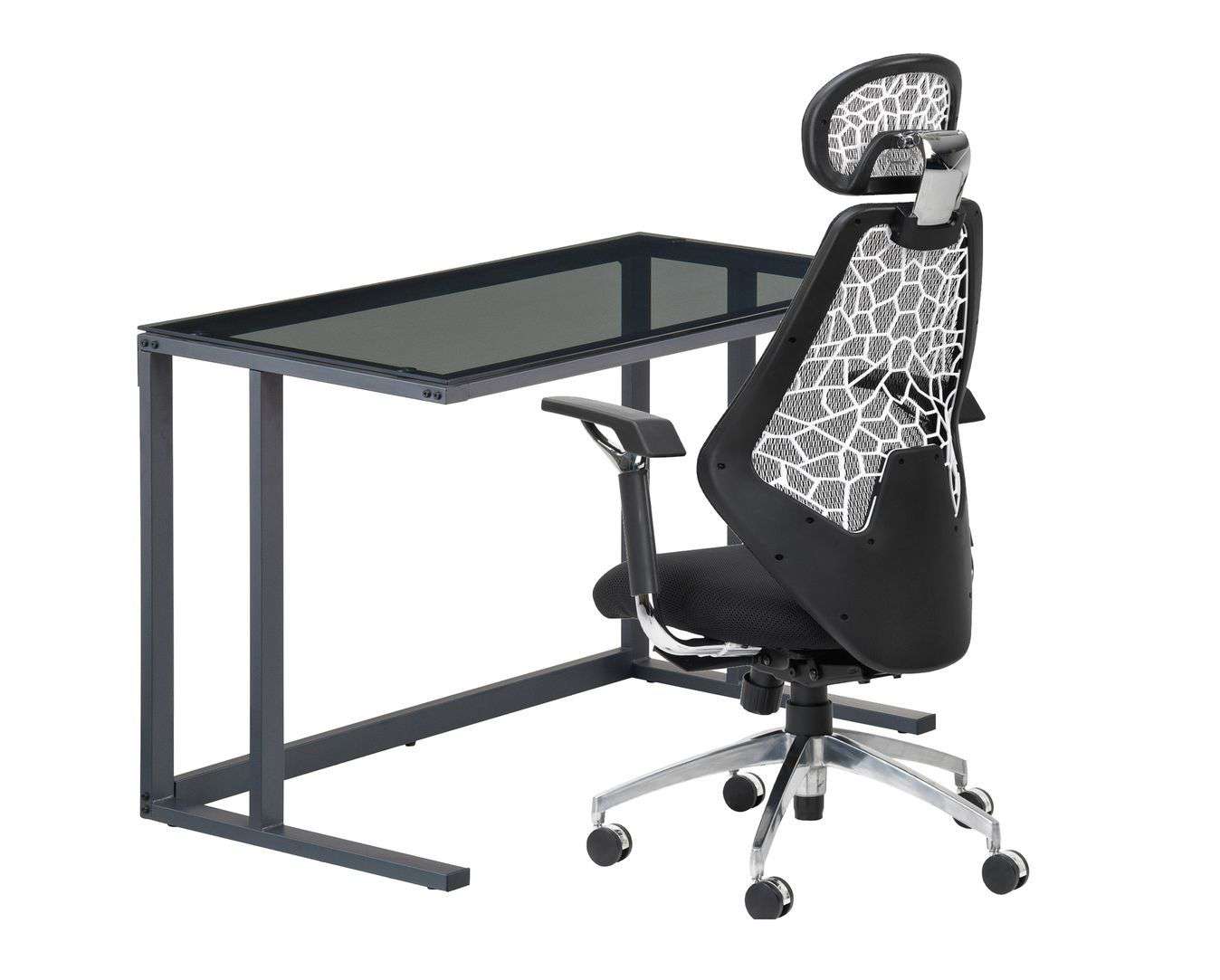 Smoked store glass desk
