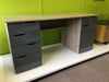 Alphason Kentucky Light Oak and High Gloss Grey Office Desk