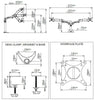 Dimensions of the B-Tech BT7384 Dual Arm Full Motion Twin Flat Screen Desk Mount