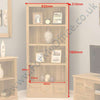 Dimensional image of the Baumhaus Mobel Oak Large 3-Drawer Bookcase (COR01A)