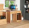 Image of the Baumhaus Mobel Oak Single Pedestal Home Office Desk (COR06B) shown with door open and with other Baumhaus Mobel Oak furniture