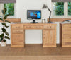 Front angle of the Baumhaus Mobel Oak Twin Pedestal Home Office Desk (COR06C)