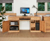 Front angle of the Baumhaus Mobel Oak Hidden Twin Pedestal Home Office Desk (COR06D)