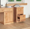 Image of the Baumhaus Mobel Oak Desk Height Filing Cabinet (COR07A) with drawer open