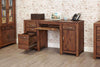 Image of the Baumhaus Mayan Walnut Twin Pedestal Home Office Desk (CWC06B) with the filing drawer open