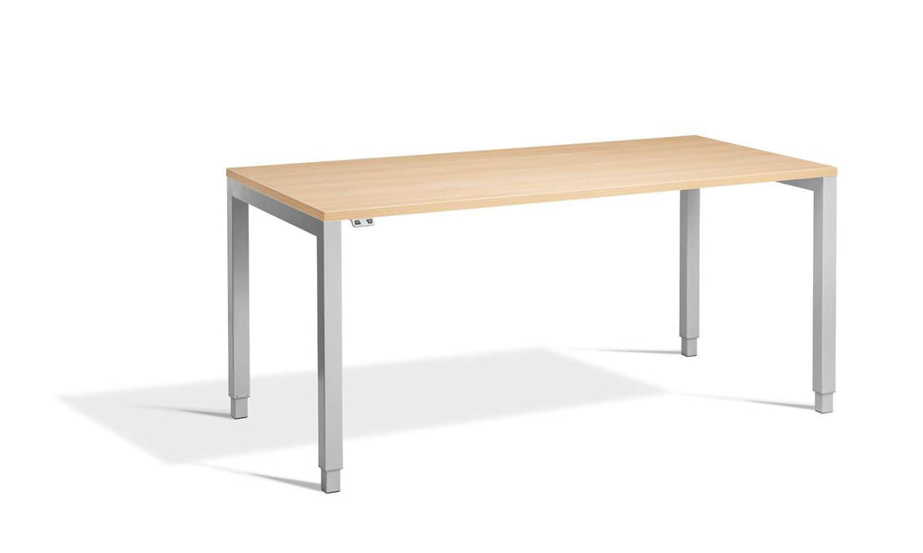 Lavoro Apex Height Adjustable Office Desk with Silver Frame-Oak
