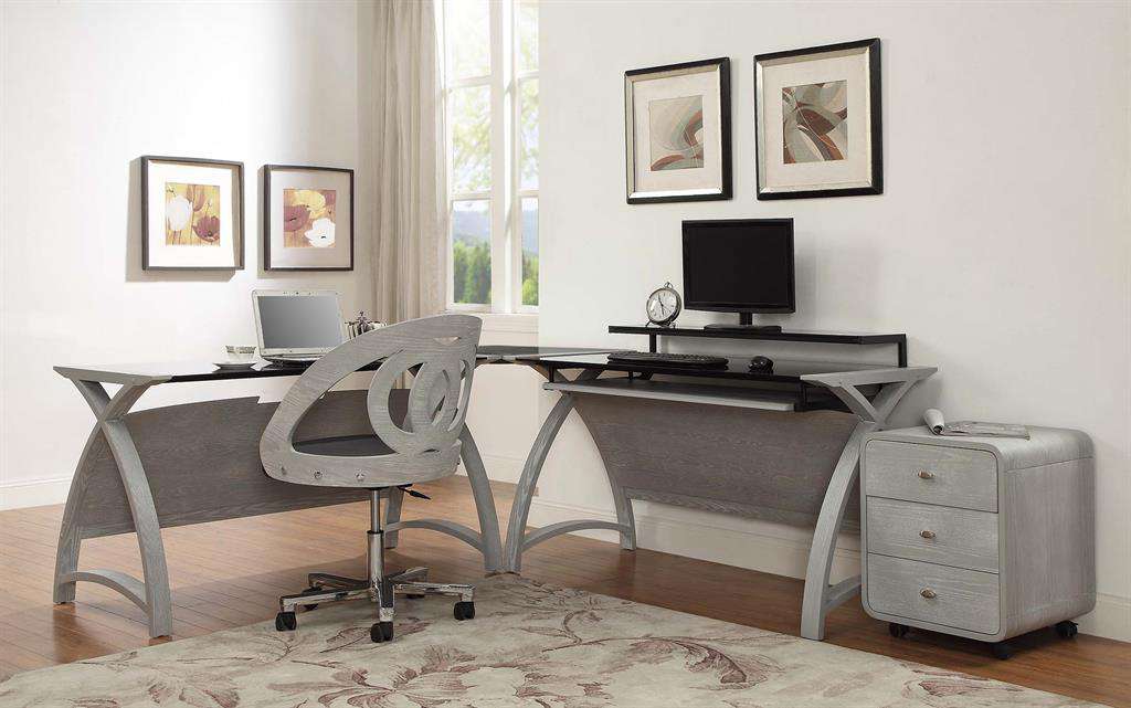 Curved office top desk with drawers