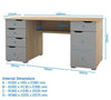 Alphason Kentucky Light Oak and High Gloss Grey Office Desk