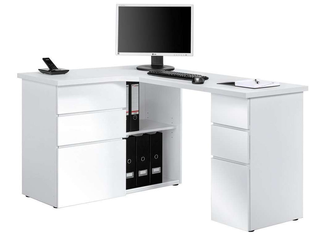 Maja Oxford Corner Office Desk in Ice White and High Gloss White (9543 3956)