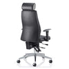 Rear angle of the Dynamic Onyx Ergonomic Executive Black Leather Office Chair with optional headrest