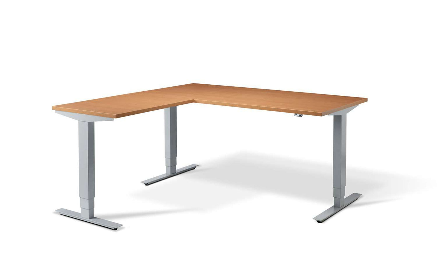 L shaped top rising desk