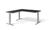 Lavoro Corner Left Return Advantage Premium Height Adjustable Office Desk with Silver Frame-Carbon Marine Wood