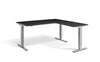 Lavoro Corner Right Return Advantage Premium Height Adjustable Office Desk with Silver Frame-Carbon Marine Wood
