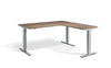 Lavoro Corner Right Return Advantage Premium Height Adjustable Office Desk with Silver Frame-Grey Nebraska Oak