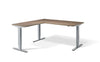 Lavoro Corner Left Return Advantage Premium Height Adjustable Office Desk with Silver Frame-Grey Nebraska Oak