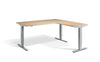 Lavoro Corner Right Return Advantage Premium Height Adjustable Office Desk with Silver Frame-Maple
