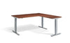 Lavoro Corner Right Return Advantage Premium Height Adjustable Office Desk with Silver Frame-Walnut