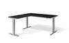 Lavoro Corner Left Return Advantage Premium Height Adjustable Office Desk with Silver Frame-Wenge
