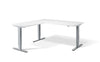 Lavoro Corner Left Return Advantage Premium Height Adjustable Office Desk with Silver Frame-White