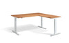 Lavoro Corner Right Return Advantage Premium Height Adjustable Office Desk with White Frame-Beech