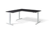 Lavoro Corner Left Return Advantage Premium Height Adjustable Office Desk with White Frame-Carbon Marine Wood