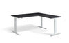 Lavoro Corner Right Return Advantage Premium Height Adjustable Office Desk with White Frame-Carbon Marine Wood