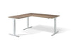 Lavoro Corner Left Return Advantage Premium Height Adjustable Office Desk with White Frame-Grey Nebraska Oak