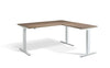 Lavoro Corner Right Return Advantage Premium Height Adjustable Office Desk with White Frame-Grey Nebraska Oak
