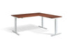 Lavoro Corner Right Return Advantage Premium Height Adjustable Office Desk with White Frame-Walnut