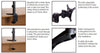 Detail image of the B-Tech BT7374  Dual Arm Twin Flat Screen Desk Mount in Black showing the desk clamp and grommet mounting options, the screen mounting head, and the cable management offered in the arms