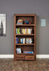 Front angle of the Baumhaus Shiro Walnut Large 2-Drawer Bookcase (CDR01A) with the drawers open
