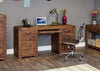 Image of the Baumhaus Shiro Walnut Twin Pedestal Home Office Desk (CDR06B) showing the keyboard shelf