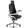 Dynamic Zure Black Fabric White Frame Executive Office Chair with optional headrest