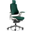 Dynamic Zure Maringa Teal Fabric White Frame Executive Office Chair with optional headrest