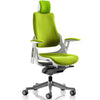 Dynamic Zure Myrrh Green Fabric White Frame Executive Office Chair with optional headrest