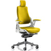 Dynamic Zure Senna Yellow Fabric White Frame Executive Office Chair with optional headrest