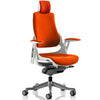 Dynamic Zure Tabasco Red Fabric White Frame Executive Office Chair with optional headrest