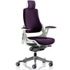 Dynamic Zure Tansy Purple Fabric White Frame Executive Office Chair with optional headrest