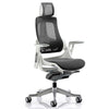Dynamic Zure Charcoal Mesh White Frame Executive Office Chair with optional mesh headrest