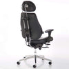 Rear angle of the Dynamic Chiro Plus Ultimate Ergonomic 24Hr Executive Chair in Black Leather