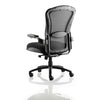 Angled rear image of the Dynamic Houston HD Black Mesh Executive Office Chair showing the height adjustable lumber support and adjustable/removable arms