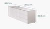 Dimensions of the optional pedestal available for the Maja eDJUST Small Motorised Height Adjustable Desk