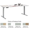 Image showing the choice of desktop finishes on the Maja eDJUST Small Motorised Height Adjustable Desk