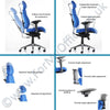 Detail image of the Dynamic Chiro Plus Ultimate Ergonomic 24Hr Executive Chair showing how the backrest, headrest and arms can all be adjusted