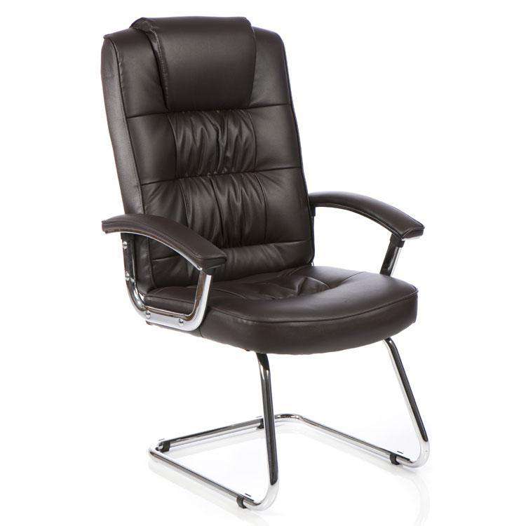 Dynamic Moore Deluxe Visitor Leather Office Chair in Brown