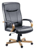 Teknik 8512HLW - Kingston Executive Black Leather Light Wood Chair