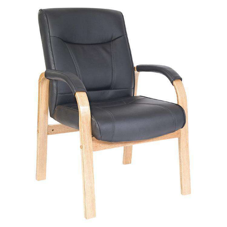 Teknik 8511MD/K - Kingston Visitor Black Leather Chair with Light Wood